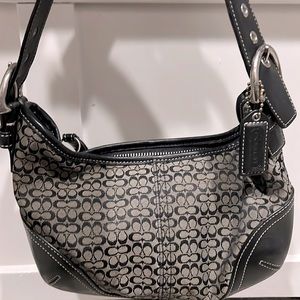 Coach signature black/grey canvas/leather hobo bag